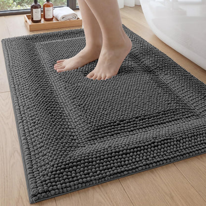 DEXI Bathroom Rugs 36x24, Non Slip Washable Chinelle Bath Mat, Taupe