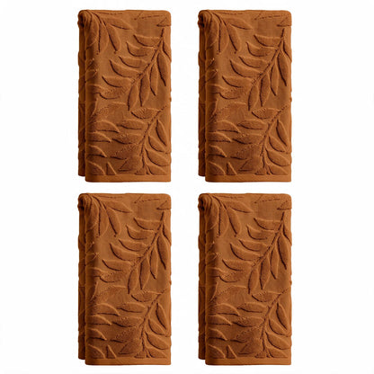 Artoid Mode 2 Pcs Caramel 3D Leaves Jacquard Hand Towels for Bathroom, 100% Cotton Soft Absorbent Bathroom Decor Towels, 13.7 x 29.5 Inch
