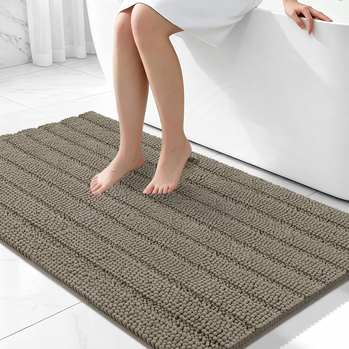 Bcoimo Bath Rug Mat,48x24 High Absorbent Latte Long Bathroom Runner Rugs