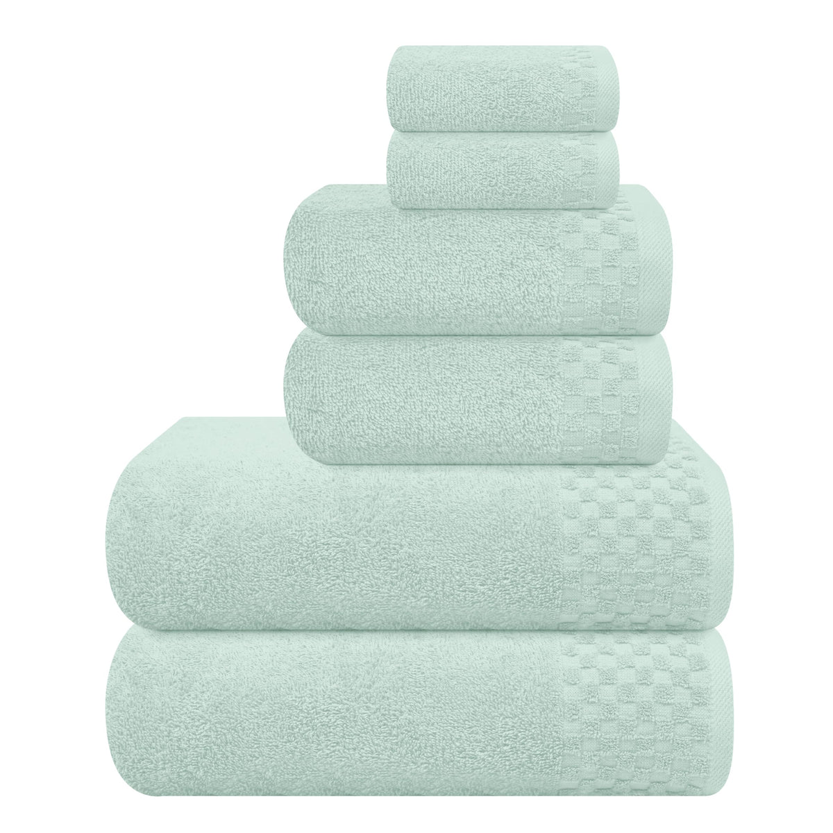 MyOwn Premium Cotton 6 Pack Towel Set for Bathroom, Contains 2 Bath Towels 28x55 inch, 2 Hand Towels 16x24 inch & 2 Wash Coths 12x12 inch, Ideal Everyday use, Compact & Lightweight - Black