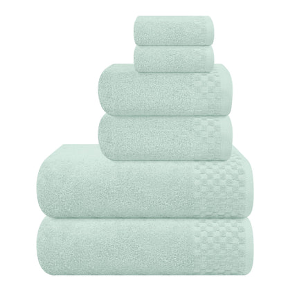MyOwn Premium Cotton 6 Pack Towel Set for Bathroom, Contains 2 Bath Towels 28x55 inch, 2 Hand Towels 16x24 inch & 2 Wash Coths 12x12 inch, Ideal Everyday use, Compact & Lightweight - Black