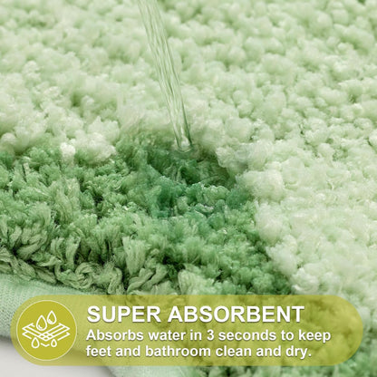 ORTIGIA Cute Green Scalloped Bath Mat, Fun Plush Microfiber Scallop Bathroom Rugs Non Slip Washable Quick Dry Absorbent, Bathmat Bath Rug Carpet for Shower Stall Vanities Kitchen Floor Entrance, 20x32
