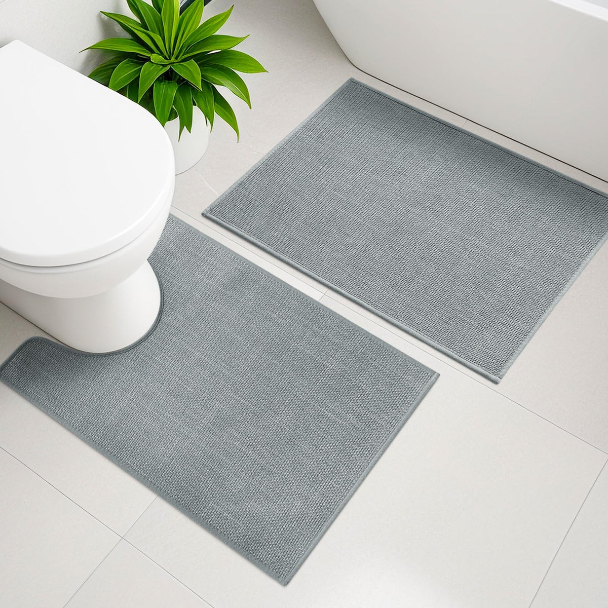 YIHOUSE Bathroom Rugs Thin Bath Mat Sets 2 Pieces Quick Dry,Beige