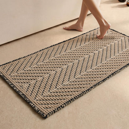 Sunfly Boho Bathroom Rug, Herringbone Waffle Bath Mat Non-Slip Washable Super Absorbent Quick Dry, Farmhouse Bath Mat for Bathroom Floor Decor 20"*30" Khaki