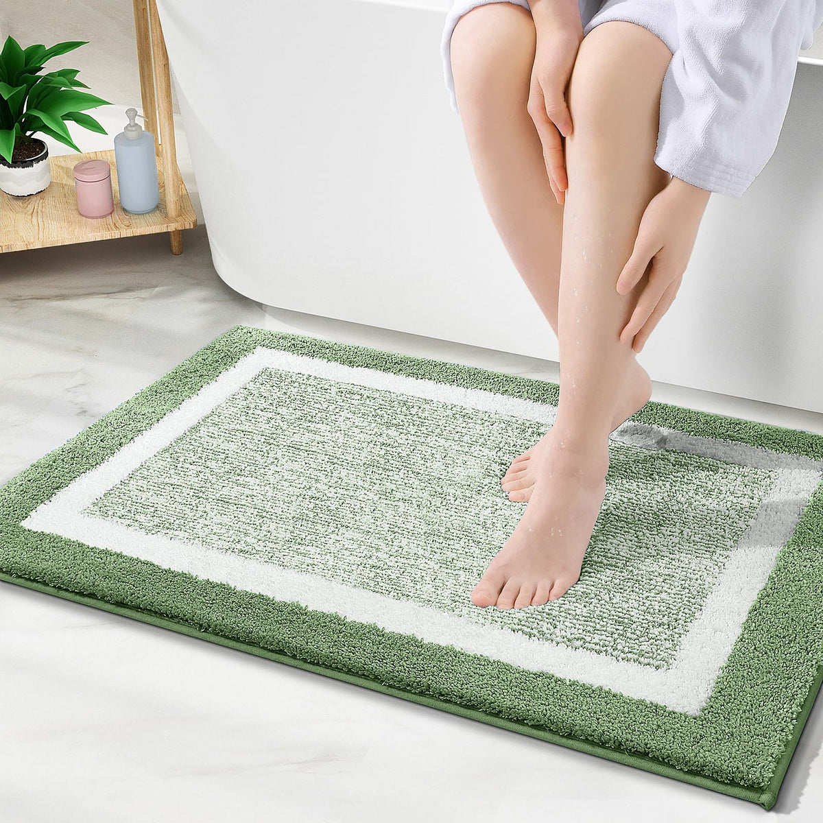 OLANLY Small Bathroom Rugs 24x16, Soft Absorbent Microfiber Bath Rugs, Grey