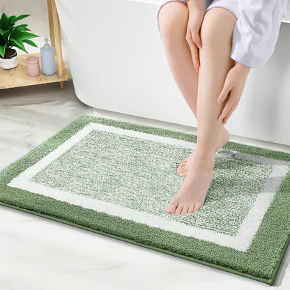 OLANLY Small Bathroom Rugs 24x16, Soft Absorbent Microfiber Bath Rugs, Grey