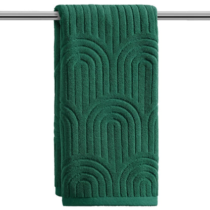 Artoid Mode 2 Pcs Caramel 3D Arched Stripes Jacquard Hand Towels for Bathroom, 100% Cotton Soft Absorbent Bathroom Decor Towels, 13.7 x 29.5 Inch