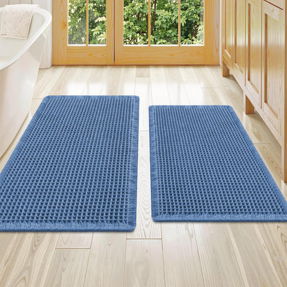 Smiry Waffle Bathroom Rugs Sets 2 Piece (30x20+24x16, Brown)