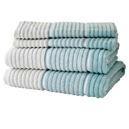 SKL Home Seabrook Stripe Hand Towel Set-2pc, Premium 100% Cotton, Teal