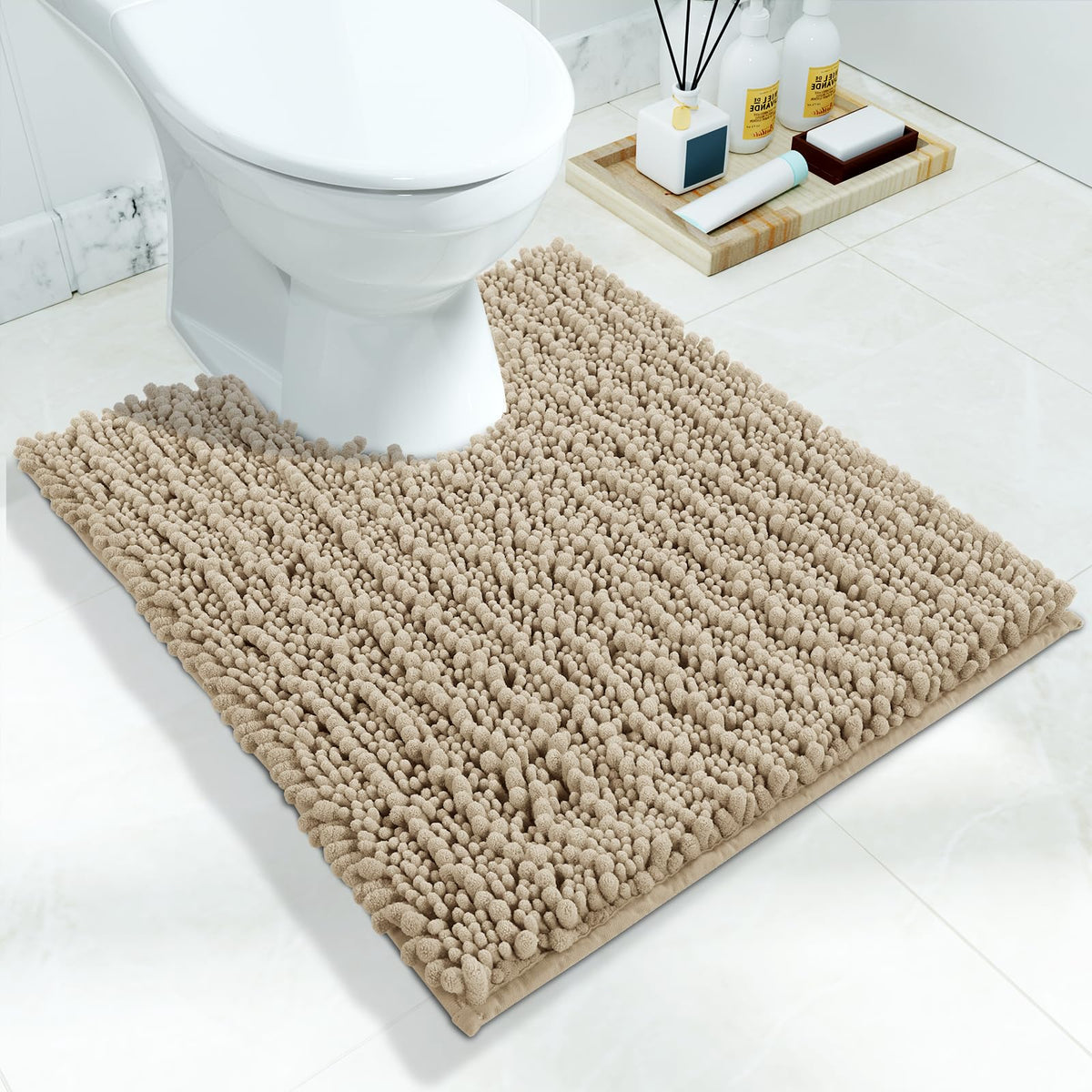 Yimobra Bathroom Rugs Non Slip Washable 32x20 Inch - Ultra Soft Absorbent Chenille Bath Mat, Quick Dry Shaggy Floor Carpet for Tub Shower, Gray Home Decor Accessories
