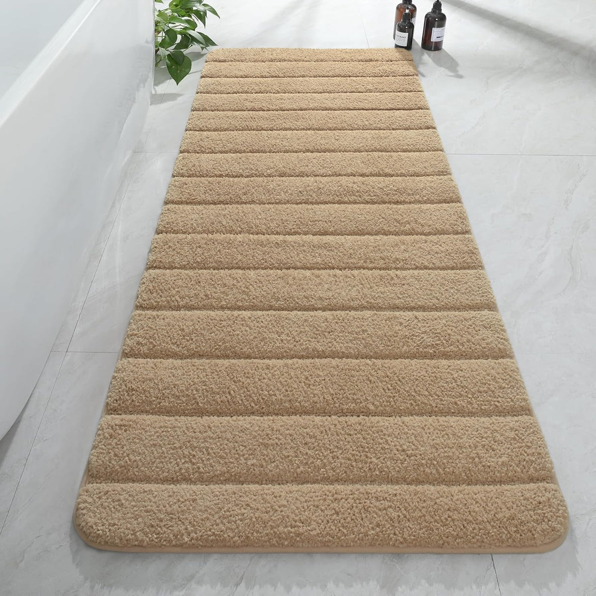 AROGAN Luxury Long Bathroom Runner Rugs 24x60 Inch Bath Rug Non Slip, Black