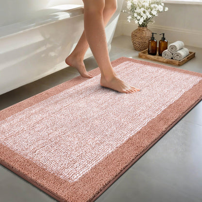 Long 2x4 Ft (48''x24'') Bathroom Rugs, Non Slip Washable Bath Mat Grey