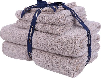 Everplush Diamond Collection 6-Piece Bath Sheet Towel Set, Soft Plush Jacquard Luxury Bath Towels,Highly Absorbent & Fast-Drying Luxury Towels Sets for Bathroom,Shower, or Spa(Brown, Bath Sheet 6PK)