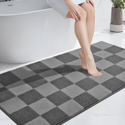 PURRUGS Bathroom Rug Non-Slip Machine Washable 24" x 36", Super Absorbent and Quick-Dry Bath Mat, Extra Soft and Plush Bath Rug for Shower, Bathtub and Sink, Grayish Brown & Coffee