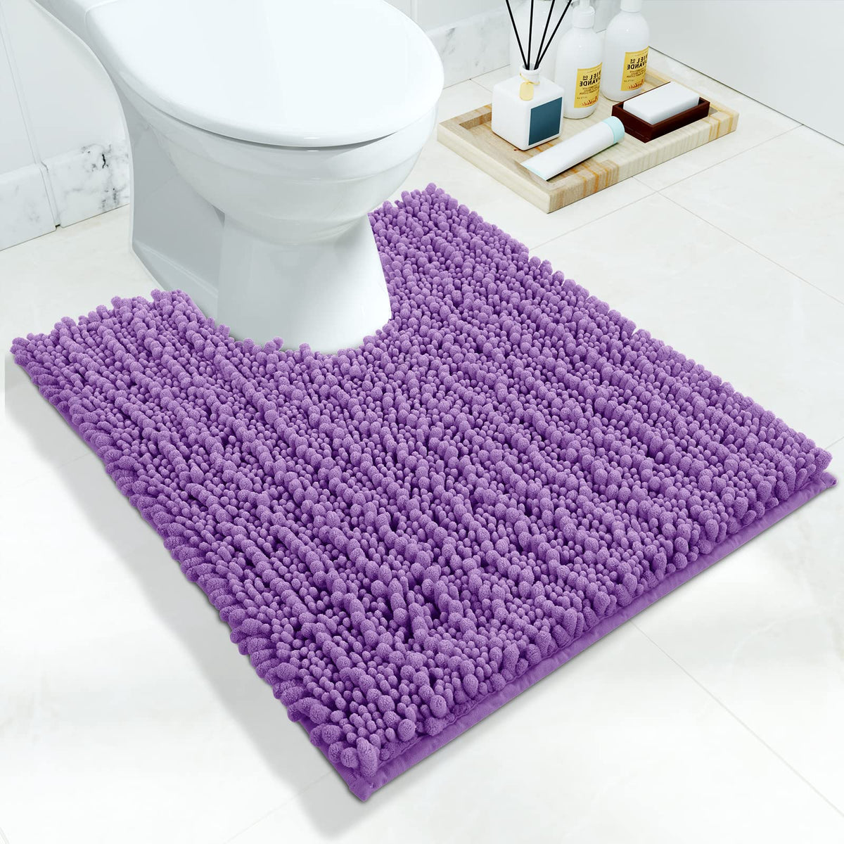 Yimobra Bathroom Rugs Non Slip Washable 32x20 Inch - Ultra Soft Absorbent Chenille Bath Mat, Quick Dry Shaggy Floor Carpet for Tub Shower, Gray Home Decor Accessories
