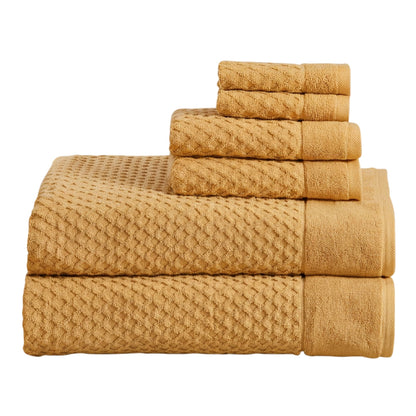 Great Bay Home Bath Towels - 100% Cotton 6 Piece Towel Set - Diamond Waffle Weave - Absorbent, Durable, Quick-Dry Towels for Bathroom (Copper)