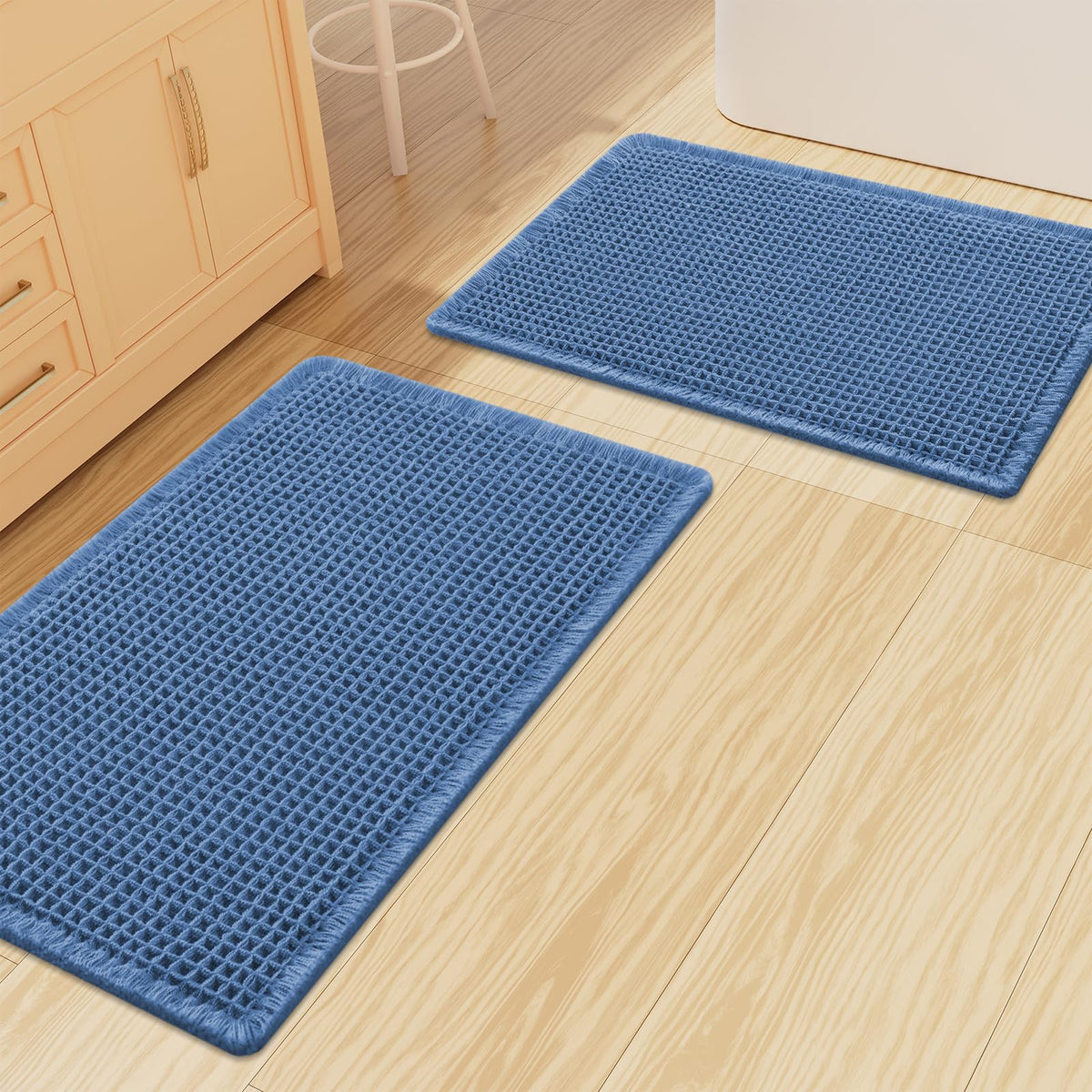 Smiry Waffle Bathroom Rugs Sets 2 Piece (30x20+24x16, Brown)