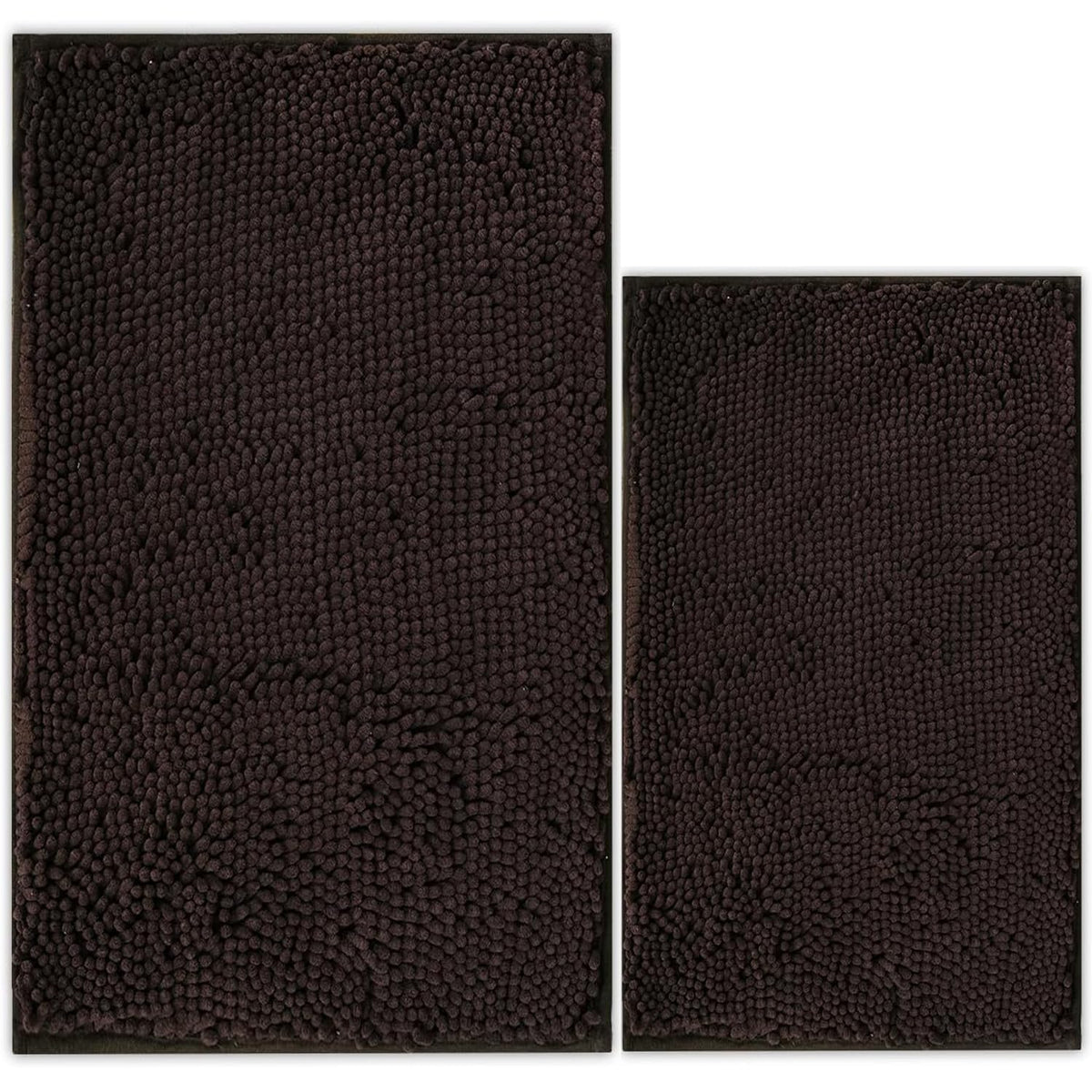 Bathroom Rugs Chenille Bath mat 2 Piece Set, Super Absorbent, Strong PVC Non Slip Backing, Bath mats for Bathroom, Plush Shaggy, Thick, Machine Washable, Bathtub, Toilet.(Light Grey)