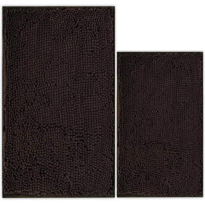 Bathroom Rugs Chenille Bath mat 2 Piece Set, Super Absorbent, Strong PVC Non Slip Backing, Bath mats for Bathroom, Plush Shaggy, Thick, Machine Washable, Bathtub, Toilet.(Light Grey)