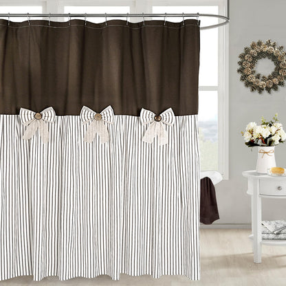 DOSLY IDÉES Farmhouse Black Shower Curtain, 72x72 inch