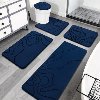 YIHOUSE Memory Foam Bathroom Rugs Sets 2 Piece, 32"x20"+24"x17", Dark Grey