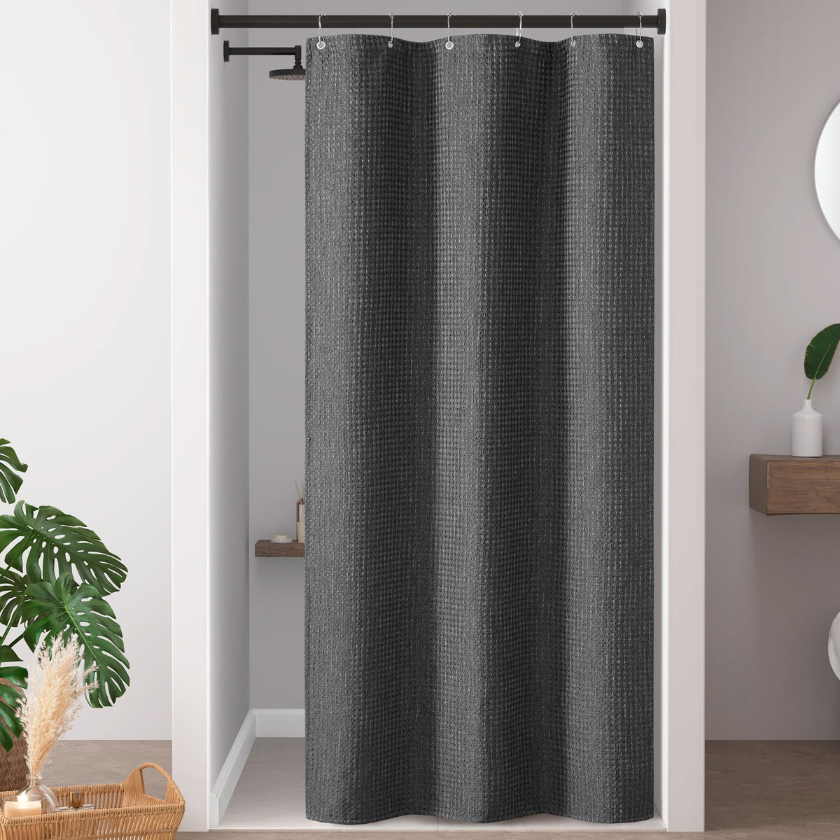 Madison Park Arbor Waffle Shower Curtain for Bathroom, 72 x 72, Beige
