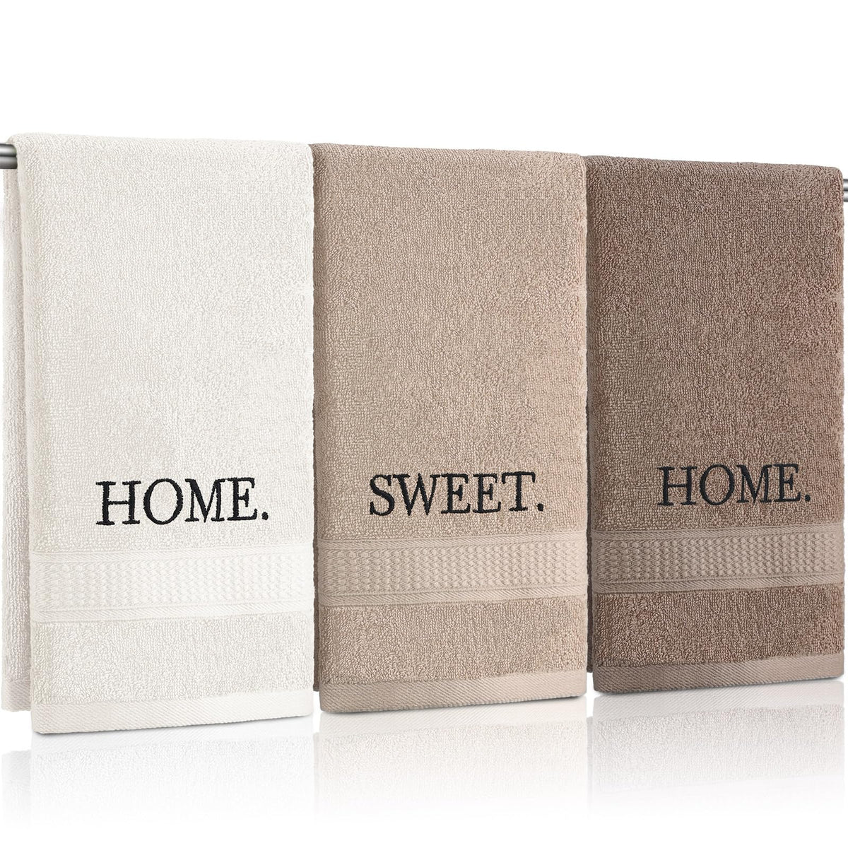 FuWeave 3 Pcs Black and White Hand Towels for Bathroom Home Love Family