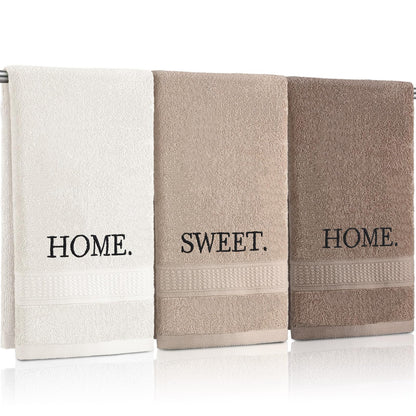 FuWeave 3 Pcs Black and White Hand Towels for Bathroom Home Love Family