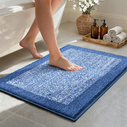 Long 2x4 Ft (48''x24'') Bathroom Rugs, Non Slip Washable Bath Mat Grey