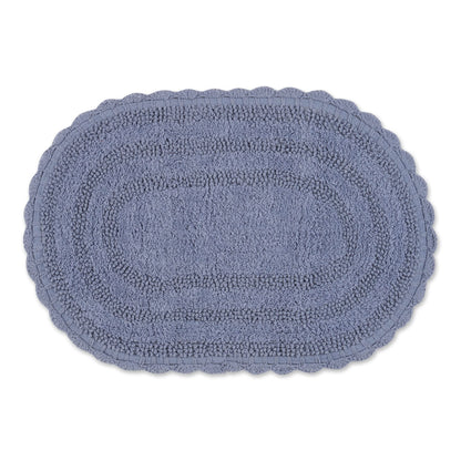 DII Crochet Collection Reversible Bath Mat, Small Oval, 17x24, Dark Green