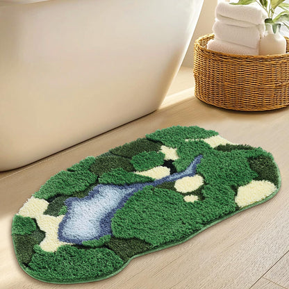 Green Floral Moss Bathroom Rug Bath Mat Soft Cute Rugs 20"x32"