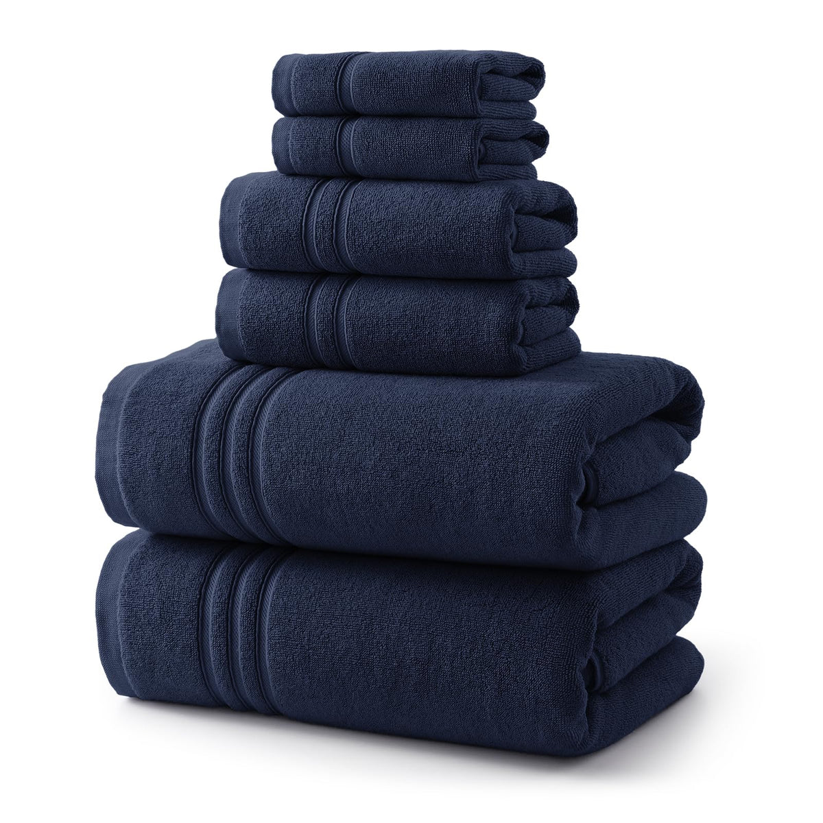 REDKISS Dark Gray Towels Set 6 Piece Cotton Towel Sets with 2 Bath Towels, 2 Hand, 2 Washcloths, 650GSM Hotel Quality, Soft, Highly Absorbent Towels for Bathroom Gym, Ideal Everyday Use