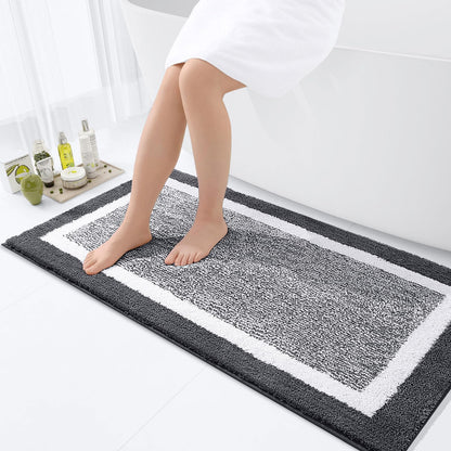 OLANLY Small Bathroom Rugs 24x16, Soft Absorbent Microfiber Bath Rugs, Grey