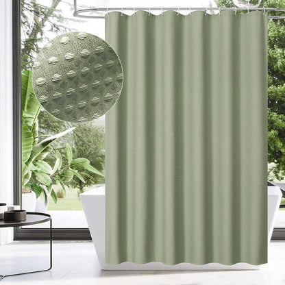 Sage Green Luxury Heavyweight Textured Fabric Shower Curtain Hotel,72x72