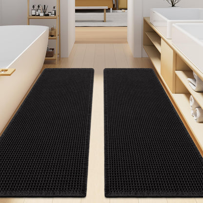Smiry Waffle Bathroom Rugs Sets 2 Piece (30x20+24x16, Brown)
