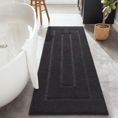 HOMORE Black Bathroom Rug 24x60 Inch Soft Absorbent Bathroom Runner Rug