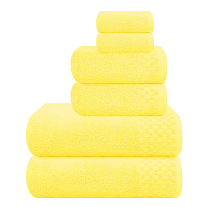 MyOwn Premium Cotton 6 Pack Towel Set for Bathroom, Contains 2 Bath Towels 28x55 inch, 2 Hand Towels 16x24 inch & 2 Wash Coths 12x12 inch, Ideal Everyday use, Compact & Lightweight - Black