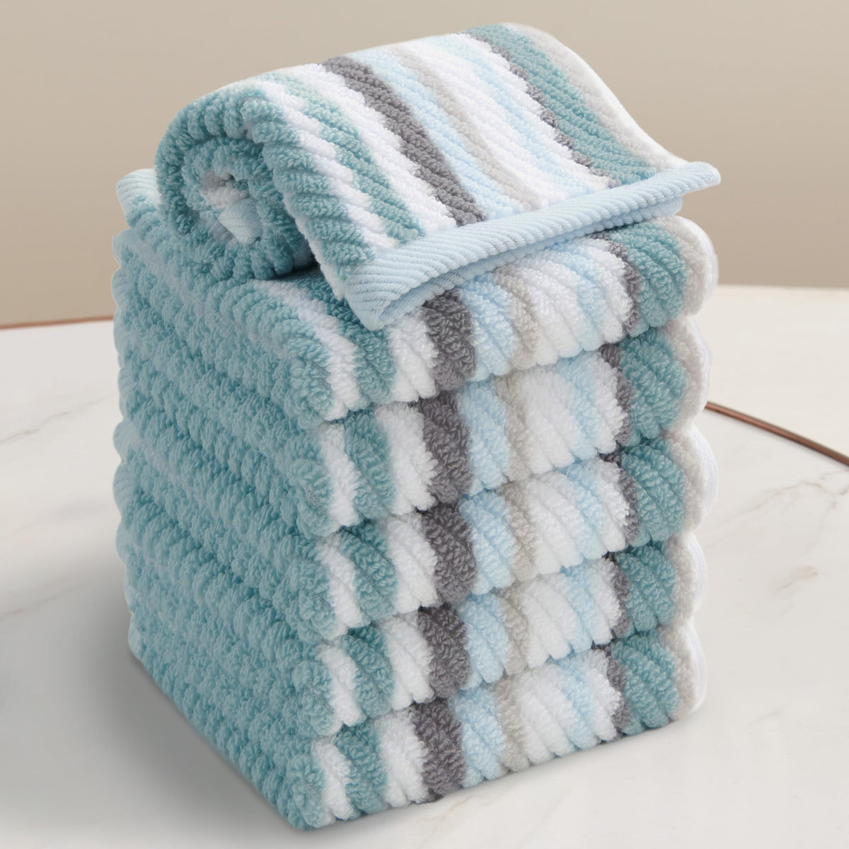 VOOVA & MOVAS Hand Towels 4 Pack, 100% Cotton, 16x27 in, Sage Beige
