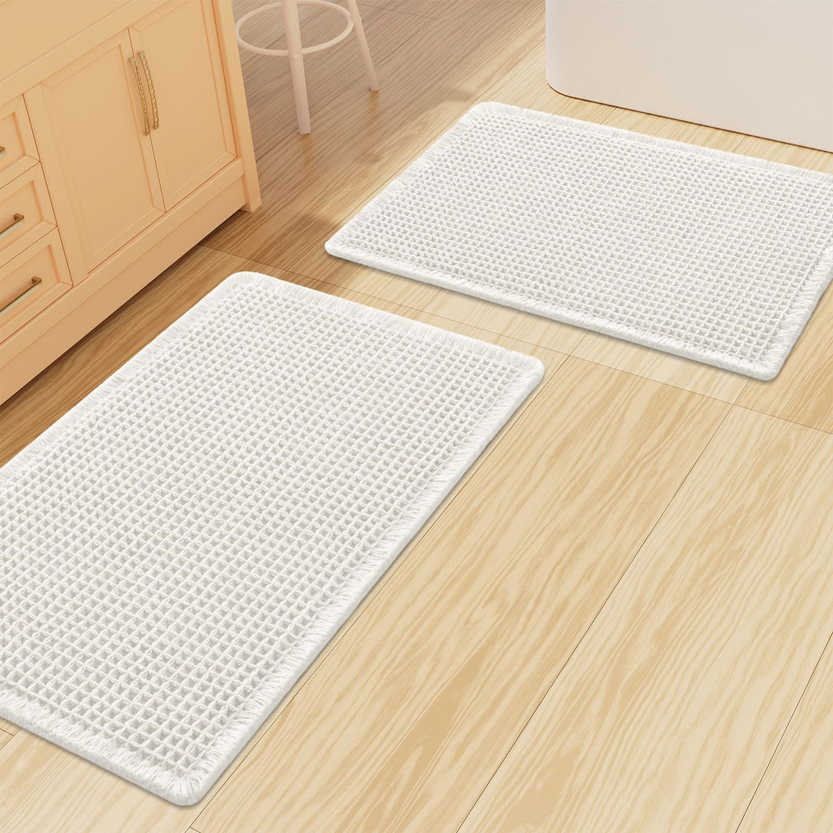 Smiry Waffle Bathroom Rugs Sets 2 Piece (30x20+24x16, Brown)