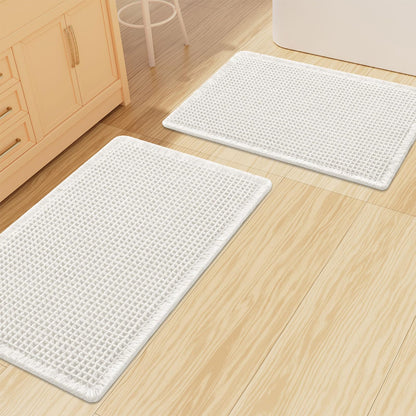 Smiry Waffle Bathroom Rugs Sets 2 Piece (30x20+24x16, Brown)