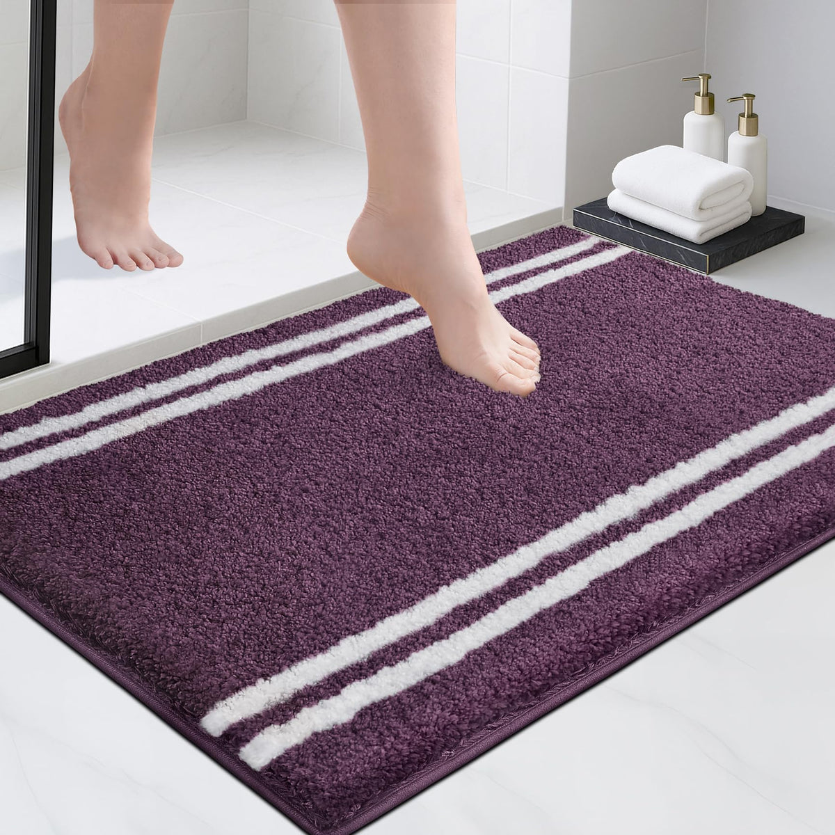 PURRUGS Bathroom Runner Rug, Bath Mat, 24" x 60", Beige