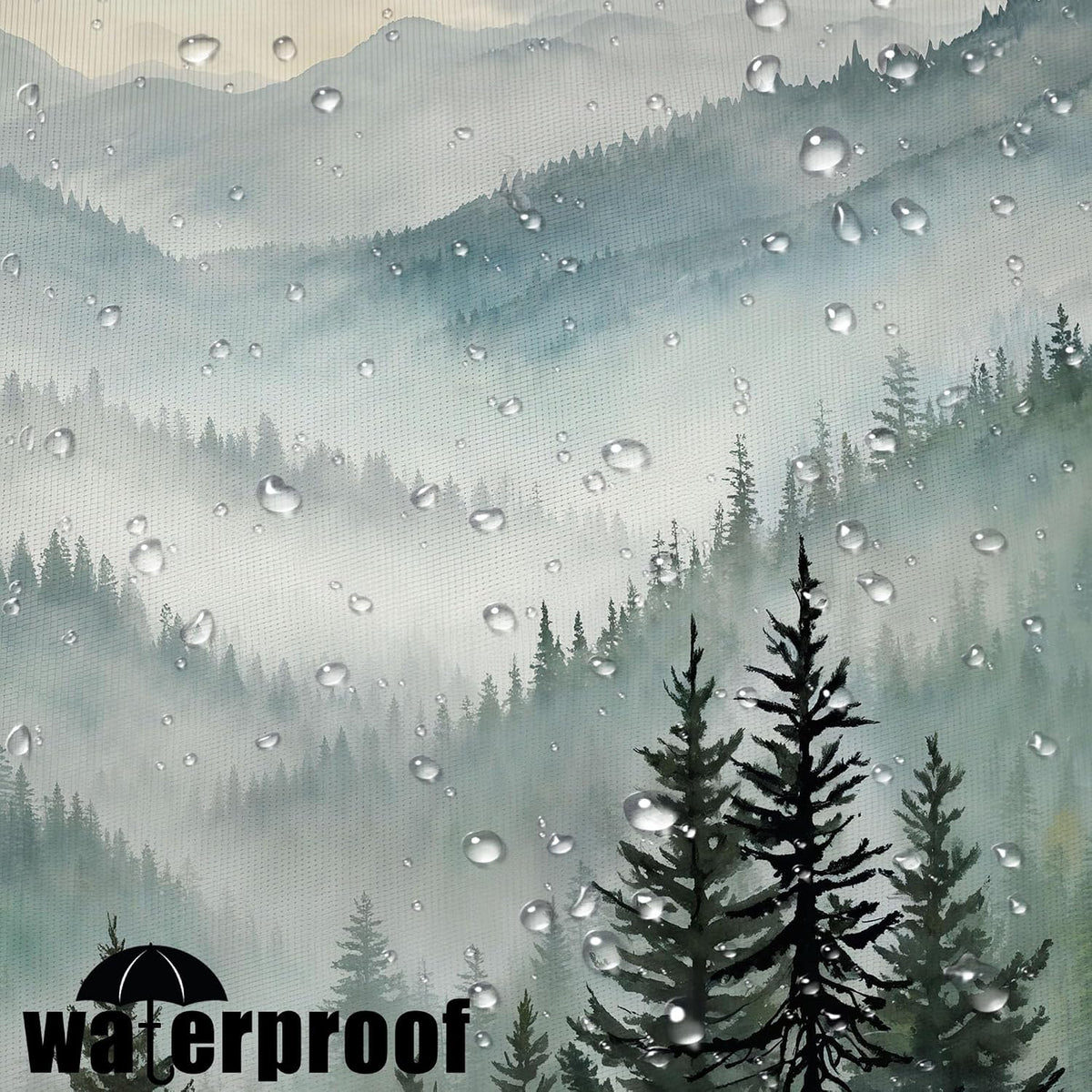 Accnicc Forest Mountain Shower Curtain Dark Green Nature Misty Pine Tree Shower Curtains for Bathroom Foggy Rustic Woodland Decorative Waterproof Fabric Bath Curtain Decor 72×72 Inches
