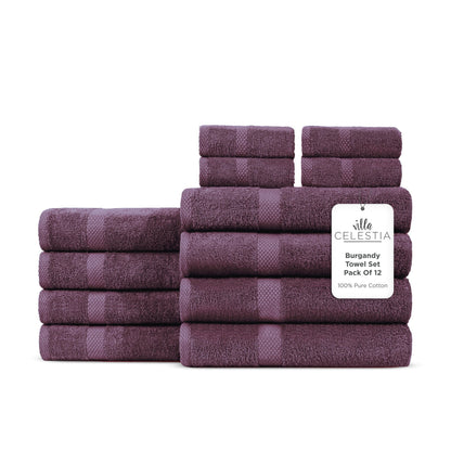 Villa Celestia 100% Cotton Bath Towel Set of 18-4 Bath Towels, 6 Hand Towels, 8 Wash Cloths, Sustainable, Soft, Highly Absorbent, Combed Cotton 18 Piece Set for Hotels, Spa, Bathroom, Dorm, Blue