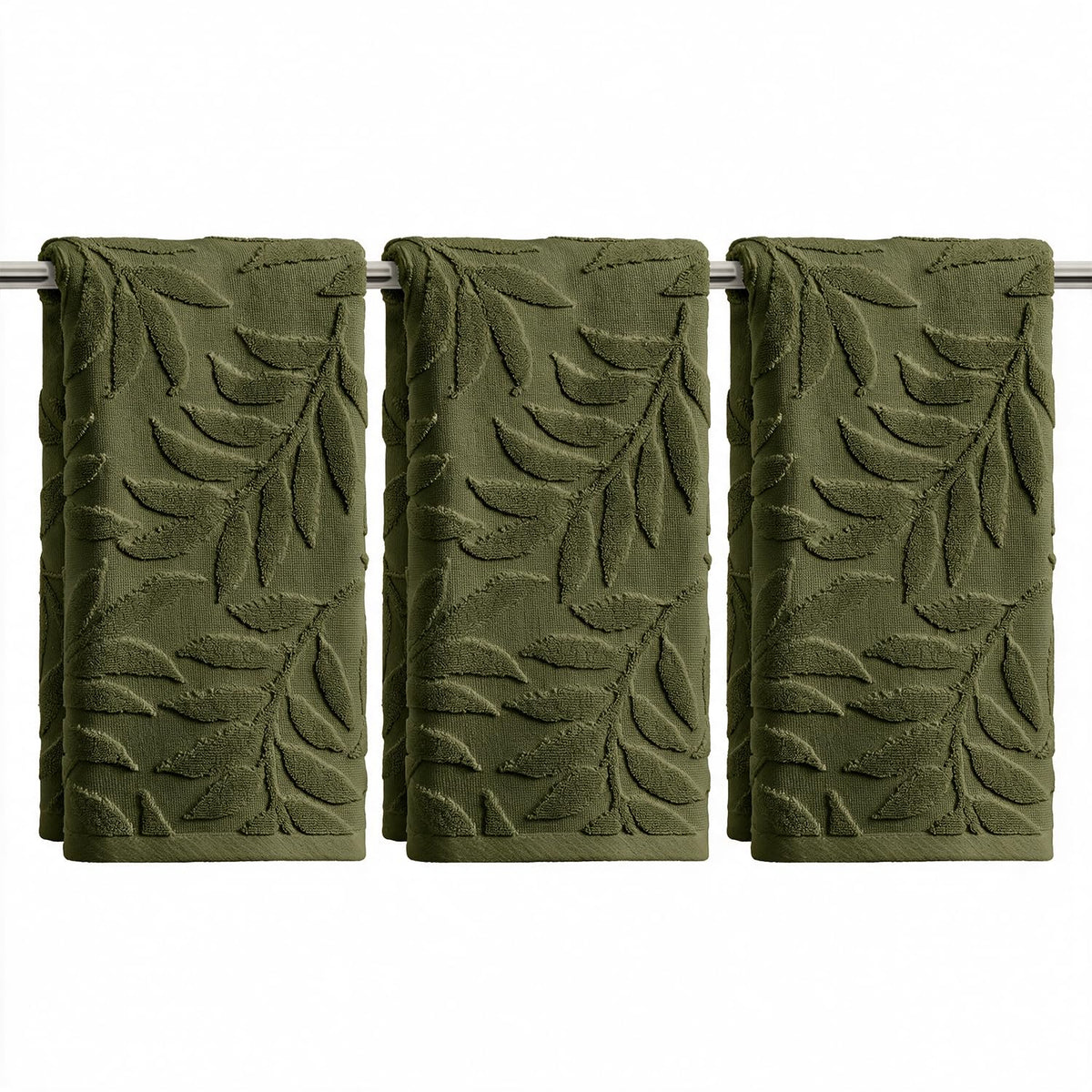 Artoid Mode 2 Pcs Caramel 3D Leaves Jacquard Hand Towels for Bathroom, 100% Cotton Soft Absorbent Bathroom Decor Towels, 13.7 x 29.5 Inch