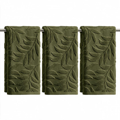 Artoid Mode 2 Pcs Caramel 3D Leaves Jacquard Hand Towels for Bathroom, 100% Cotton Soft Absorbent Bathroom Decor Towels, 13.7 x 29.5 Inch
