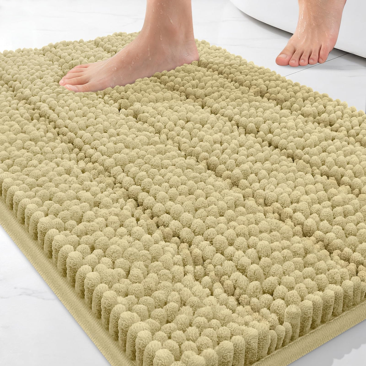 Bcoimo Bath Rug Mat,48x24 High Absorbent Latte Long Bathroom Runner Rugs