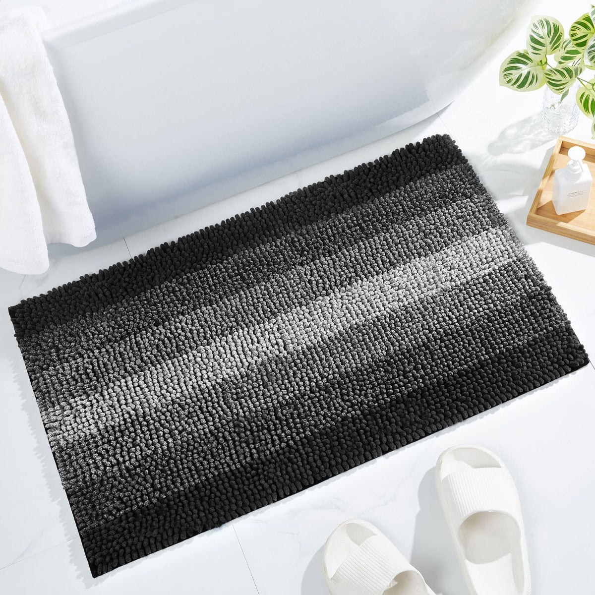 Gibelle Chenille Bathroom Rug Set 2 Piece - Non Slip Bath Mat 16x24, 20x32