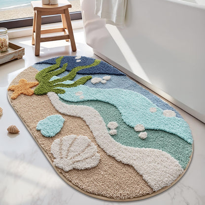 LUMI Beach Bathroom Rug Soft Microfiber Absorbent Bath Mat 22x34
