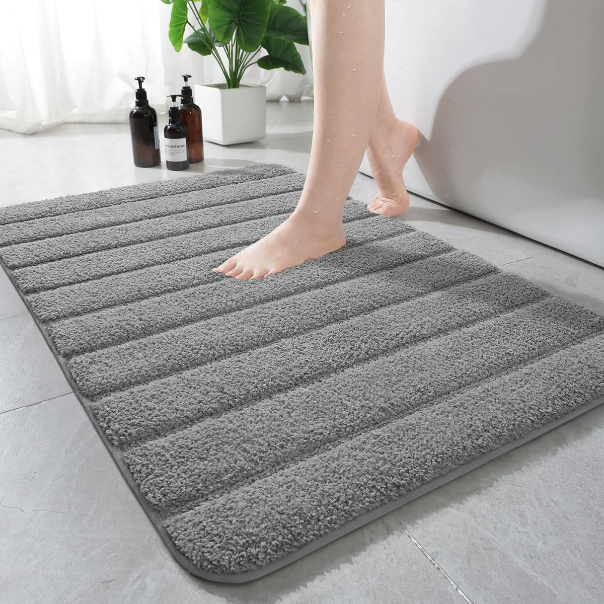 AROGAN Luxury Long Bathroom Runner Rugs 24x60 Inch Bath Rug Non Slip, Black