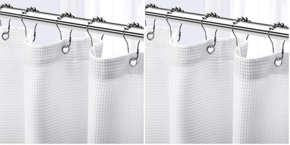 NEATERIZE Stall Shower Curtain White - Hotel Style Shower Curtains for Bathroom with Waffle Design, 36x72 Inches - White Fabric Shower Curtain - Cortinas de Baño Elegantes